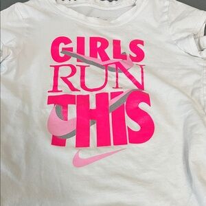 Nike Kids' White Tee with Pink Graphic